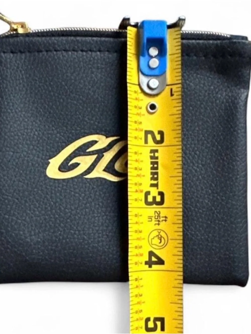 GLD Black Leather Zip Gift Pouch/Coin Purse Gold Logo Jewelry Holder Baddie